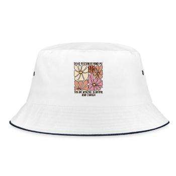 Dear Person Behind Me – Selbstliebe Retro Blumen - Bucket Hat - Weiß/Navy - Vorne