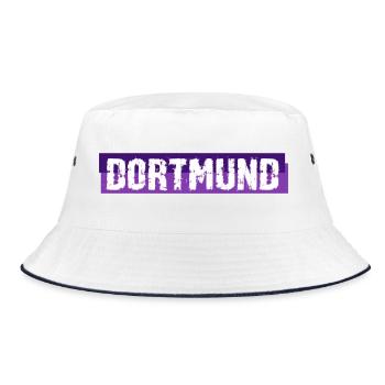 Dortmund - Grunge - Schriftzug - Deutschland - Bucket Hat - Weiß/Navy - Vorne