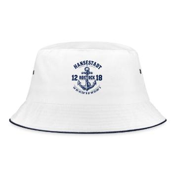 Hansestadt Rostock - Ostsee - MV - Anker - maritim - Bucket Hat - Weiß/Navy - Vorne