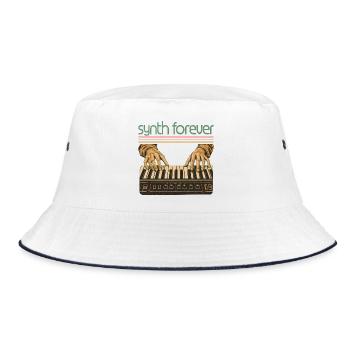 Synthesizer Hände Retro Keyboard Musiker - Bucket Hat - Weiß/Navy - Vorne