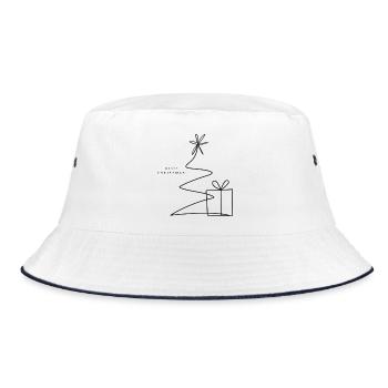 One Line Christmas Tree & Gift - Bucket Hat - Weiß/Navy - Vorne