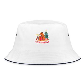 Capy Christmas Tiere süße Wasserschwein Christmas - Bucket Hat - Weiß/Navy - Vorne