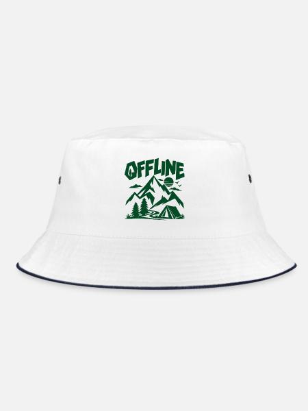 Offline – Berge Camping Wandern Natur Abenteuer - Bucket Hat - Weiß/Navy