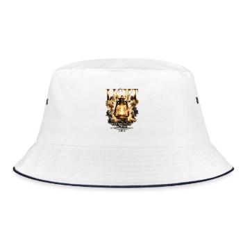 Light – Gott ist Licht Bibelvers 1 Johannes 1:5 - Bucket Hat - Weiß/Navy - Vorne