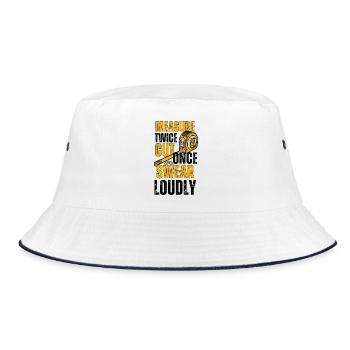 Measure Cut Swear: DIY-Humor-T-Shirt - Bucket Hat - Weiß/Navy - Vorne