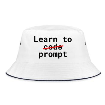 Lerne das Aufforderungsschreiben - Bucket Hat - Weiß/Navy - Vorne