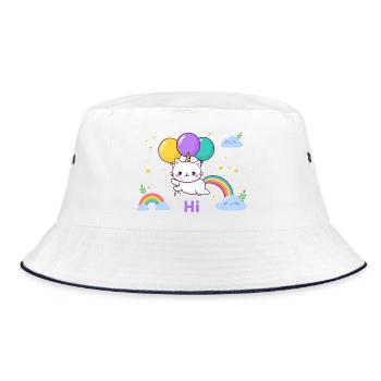 Pastel Kitty Einhornballons - Bucket Hat - Weiß/Navy - Vorne
