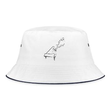 Musiknoten Musik Musiker Notenschlüssel Noten - Bucket Hat - Weiß/Navy - Vorne