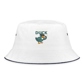 Duck Spruch: Lass es jemanden anders treffen - Bucket Hat - Weiß/Navy - Vorne