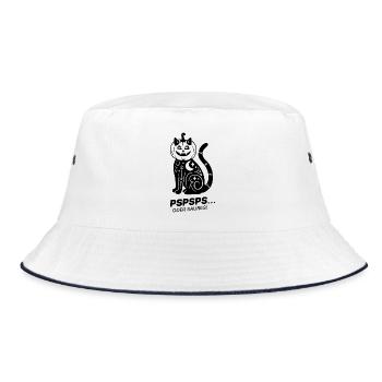 Pspsps oder Saures – Schwarze Katze Halloween - Bucket Hat - Weiß/Navy - Vorne