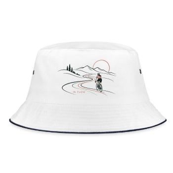IN FLOW - Fahrrad - Radfahrerin - Freiheit - Bucket Hat - Weiß/Navy - Vorne