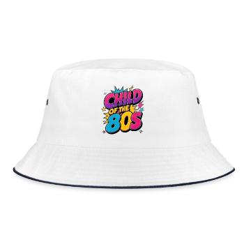 Kind der 80er – Child of the 80s Retro Neon - Bucket Hat - Weiß/Navy - Vorne