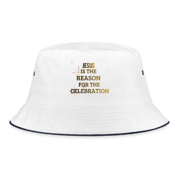 Jesusfeier - Bucket Hat - Weiß/Navy - Vorne