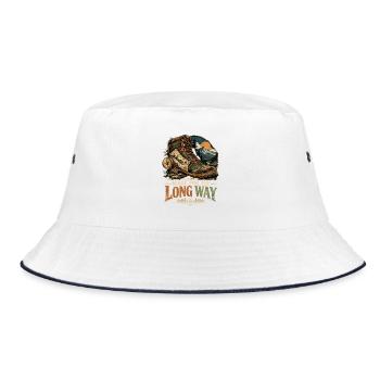 Für den langen Weg gemacht - Bucket Hat - Weiß/Navy - Vorne