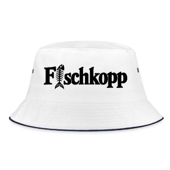 Fischkopp - Ostsee - Nordsee - Norddeutsch maritim - Bucket Hat - Weiß/Navy - Vorne