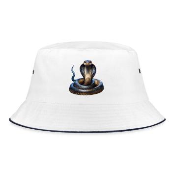 Schlange Indien - Bucket Hat - Weiß/Navy - Vorne