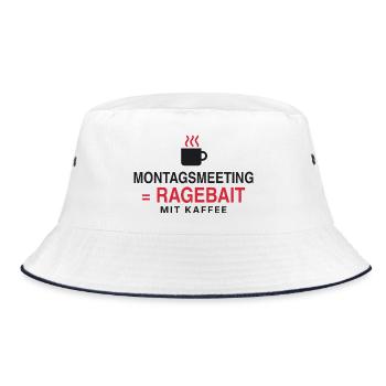 Montagsmeeting = Ragebait - Bucket Hat - Weiß/Navy - Vorne