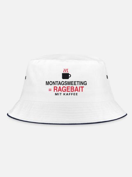 Montagsmeeting = Ragebait - Bucket Hat - Weiß/Navy