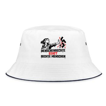 Menschenrechte statt rechte Menschen - Bucket Hat - Weiß/Navy - Vorne