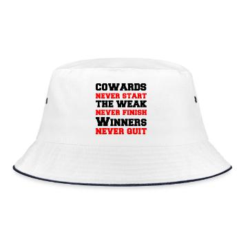 Never Start Never Finish Never Quit - Bucket Hat - Weiß/Navy - Vorne