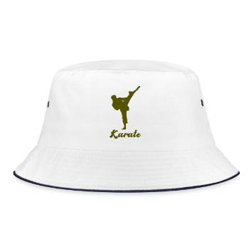 Karate Silhouette Shirt - Bucket Hat - Weiß/Navy - Vorne
