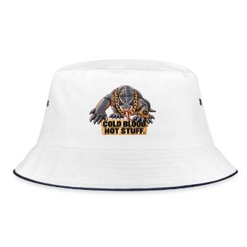 Komodowaran – Kaltblütig, heißes Zeug - Bucket Hat - Weiß/Navy - Vorne