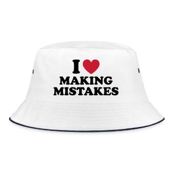 I Love Making Mistakes - Bucket Hat - Weiß/Navy - Vorne