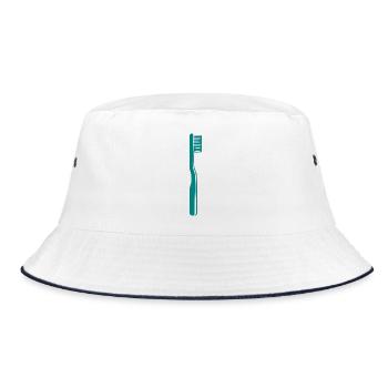 Zahnbürste türkis Zahnarzt Geschenk Zahnärztin  - Bucket Hat - Weiß/Navy - Vorne