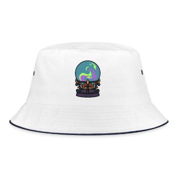 Vintage-Halloween-Kristallkugel-Magie Mystik - Bucket Hat - Weiß/Navy - Vorne