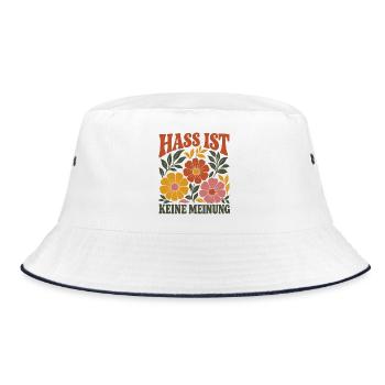 Hass Ist Keine Meinung Vintage Boho Antifa Protest - Bucket Hat - Weiß/Navy - Vorne