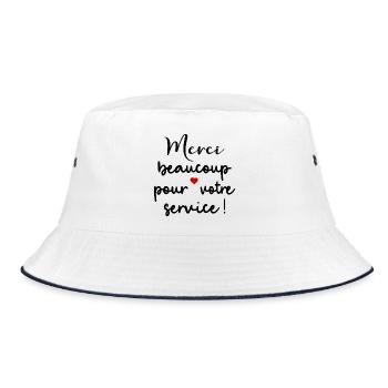 Merci Beaucoup, auf französisch - Bucket Hat - Weiß/Navy - Vorne
