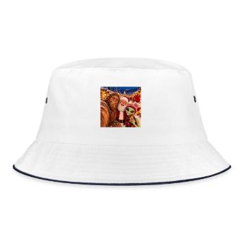 Bigfoot Alien Weihnachtsselfie - Bucket Hat - Weiß/Navy - Vorne