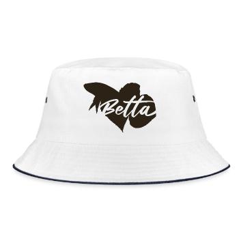 Betta Kampffisch  - Bucket Hat - Weiß/Navy - Vorne