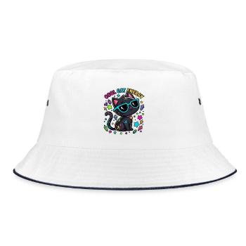 Mutige Katzen-Bunte Energie - Bucket Hat - Weiß/Navy - Vorne
