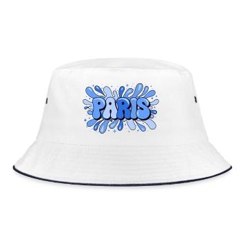Paris Blue Bubbles Pop Art - Bucket Hat - Weiß/Navy - Vorne