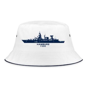 Hamburg F220 – Minimalistische Silhouette - Bucket Hat - Weiß/Navy - Vorne
