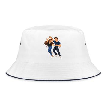 Swinging-Dance-Paar-Illustration - Bucket Hat - Weiß/Navy - Vorne