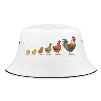 Küken-zu-Hahn-Wachstumsparade Hühnerhühner - Bucket Hat - Weiß/Navy - Vorne
