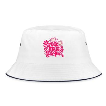 Saugenhaftes Pink - Bucket Hat - Weiß/Navy - Vorne