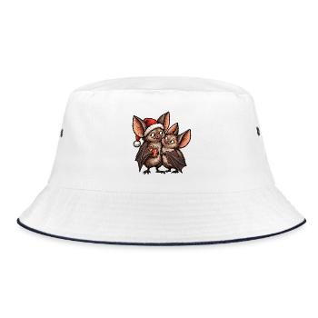 Weihnachtsfledermäuse mit Weihnachtsgeschenk - Bucket Hat - Weiß/Navy - Vorne