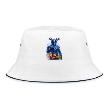 Hallo Sonnenschein! – Dämon mit Humor  - Bucket Hat - Weiß/Navy - Vorne