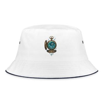 Magische Taschenuhr – Ozean Zeit Kunst - Bucket Hat - Weiß/Navy - Vorne