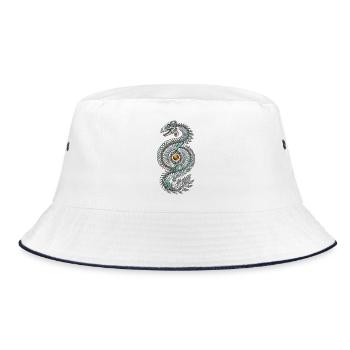 Skelett Dinosaurier Natur Fantasy Kunst - Bucket Hat - Weiß/Navy - Vorne