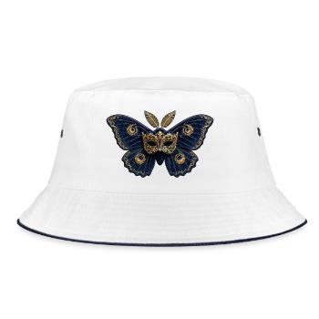 Goldener Venezianer Schmetterling - Bucket Hat - Weiß/Navy - Vorne
