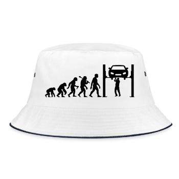 Automechaniker Evolution Für KFZ-Mechaniker - Bucket Hat - Weiß/Navy - Vorne