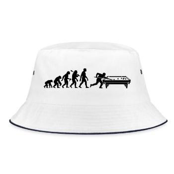 Billiard Evolution Billiardtisch Billiardspieler - Bucket Hat - Weiß/Navy - Vorne