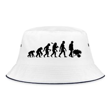 Gärtner Evolution Gärtnern Gärtnerei Gartenarbeit - Bucket Hat - Weiß/Navy - Vorne