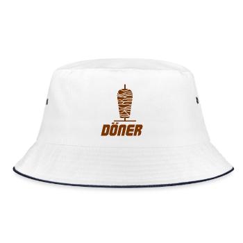 Döner Spieß Illustration - Bucket Hat - Weiß/Navy - Vorne