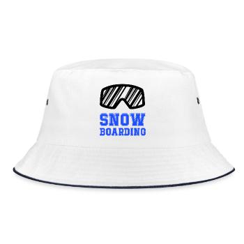 Snowboard Schriftzug Blau - Bucket Hat - Weiß/Navy - Vorne