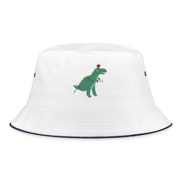 Niedlicher Weihnachtsdinosaurier - Bucket Hat - Weiß/Navy - Vorne